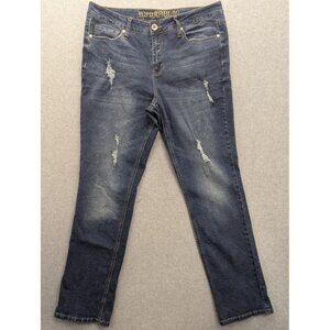 Hydraulic Jeans Womens 12 Blue Murray Straight Distressed Stretch Mid Rise Denim